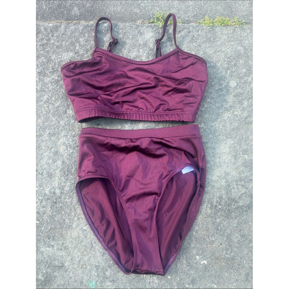 High Waist Sparkle Burgundy Dance Costume Set
